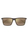 Maui Jim One Way Wood-effect Square Sunglasses In Brown