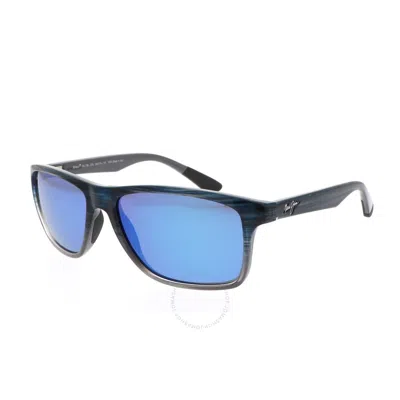 Maui Jim Onshore Blue Hawaii Rectangular Sunglasses B798-03s 58 In Black