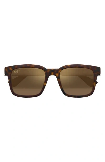 Maui Jim Opiopio Af 54mm Polarizedplus2® Rectangular Sunglasses In Matte Dark Havana