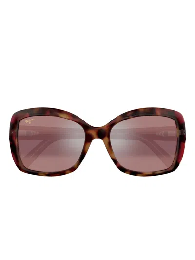 Maui Jim Orchid Tortoiseshell Geometric Sunglasses In Brown