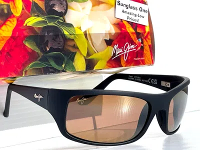 Pre-owned Maui Jim Peahi Matte Black Rubber Polarized Bronze Glass Sunglass H202-2m In Brown