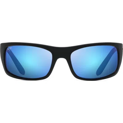 Maui Jim 'peahi In Matte Black/blue Hawaii