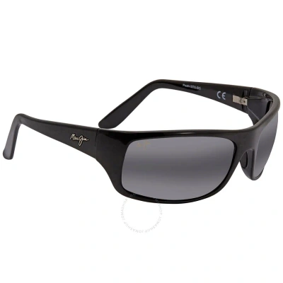 Maui Jim Peahi Neutral Grey Wrap Unisex Sunglasses 202-02 65 In Black / Grey