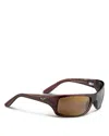 Maui Jim Peahi Wrap Rectangular Sunglasses, 65mm In Brown
