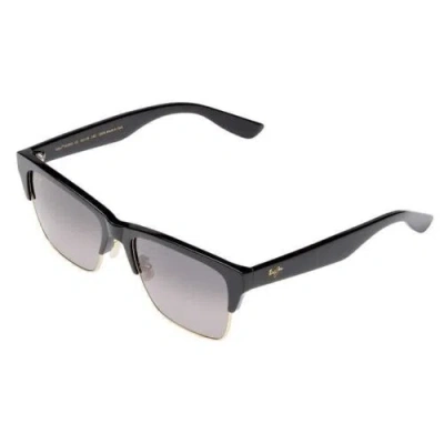 Pre-owned Maui Jim Perico Gs853-02 Black Gloss With Gold Neutral Grey Polarized Sunglasses In Gray