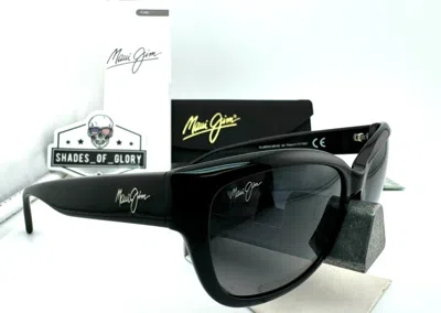 Pre-owned Maui Jim Plumeria Mj 768-02 Polished Black Neutral Grey Polarized Sunglasses