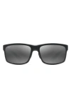 Maui Jim Pokowai Arch 58mm Polarized Rectangular Sunglasses In Black Matte/neutral Grey