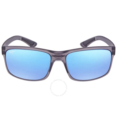 Maui Jim Pokowai Arch Blue Hawaii Rectangular Men's Sunglasses B439-11m 58 In Gray