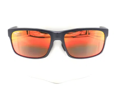 Pre-owned Maui Jim Pokowai Arch Matte Black Hawai Lava Sunglasses Rm439-25utd $269 In Red