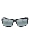 Maui Jim Pokowai Arch Rectangle-frame Sunglasses In Black