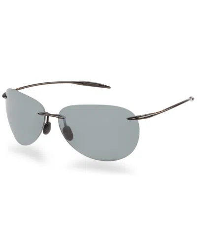 Maui Jim Polarized Sugar Beach Sunglasses, 421 In Black Shiny,grey
