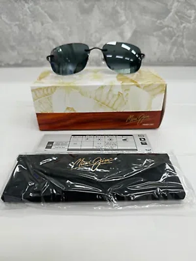 Pre-owned Maui Jim Polarized Sunglasses  Ohai Mj334-02 59.5 19 140 Shiny Black Neutral Grey In Gray
