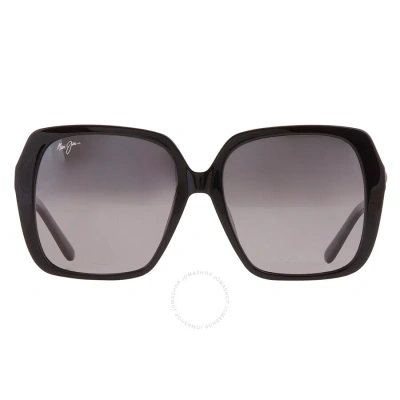 Maui Jim Poolside Neutral Grey Square Sunglasses Gs838-02 55 In Black / Grey
