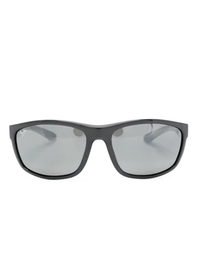 Maui Jim Predator 02 Logo-plaque Sunglasses In Black