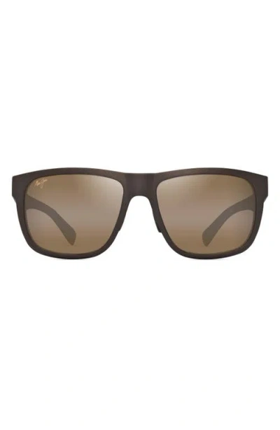 Maui Jim Puakea 57mm Polarizedplus2® Square Sunglasses In Matte Brown