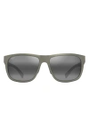 Maui Jim Puakea 57mm Polarizedplus2® Square Sunglasses In Matte Greyish-green