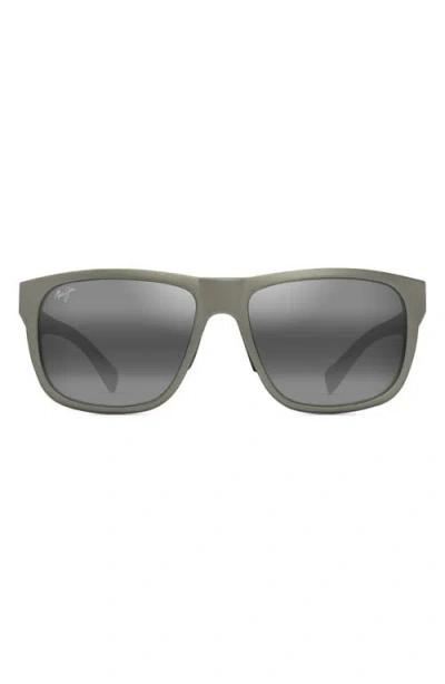 Maui Jim Puakea 57mm Polarizedplus2® Square Sunglasses In Matte Greyish-green