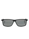 Maui Jim Pulama Rectangle-frame Sunglasses In Black