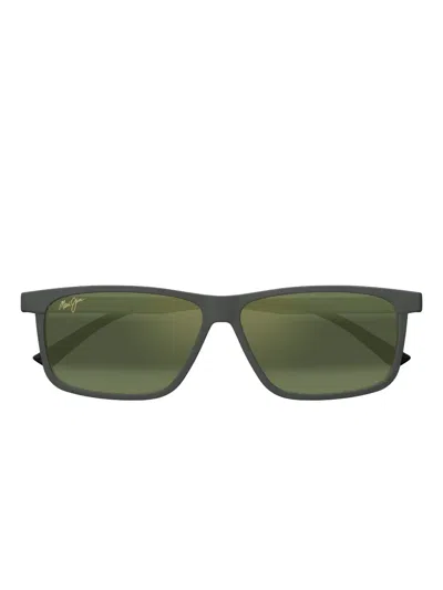 Maui Jim Pulama Rectangular-frame Sunglasses In Green