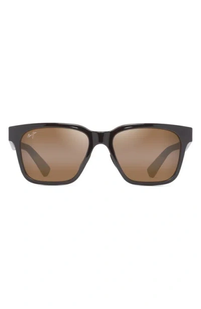 Maui Jim Punkikai 56mm Polarizedplus2® Square Sunglasses In Shiny Brown