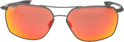 Pre-owned Maui Jim Pu'u Kukui Rm857-02 Polarized Sunglasses Lava Lenses In Red