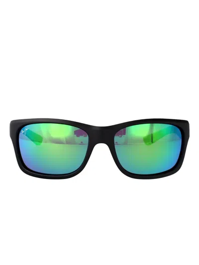 Maui Jim Rectangle Mirrrored Sunglasses In Black
