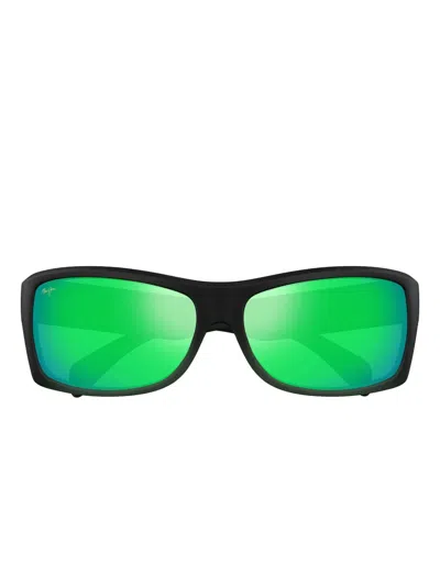 Maui Jim Rectangular Mirrored Sunglasses In Green