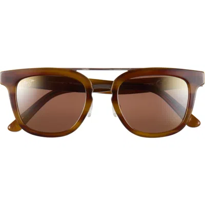 Maui Jim Relaxation Mode 49mm Polarized Round Sunglasses In Tortoise Tortoise Bronze