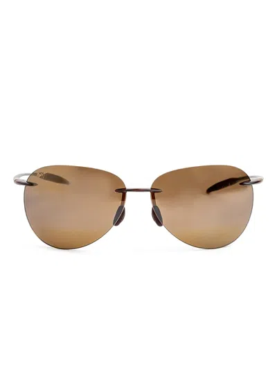 Maui Jim Rimless-frame Sunglasses In Brown