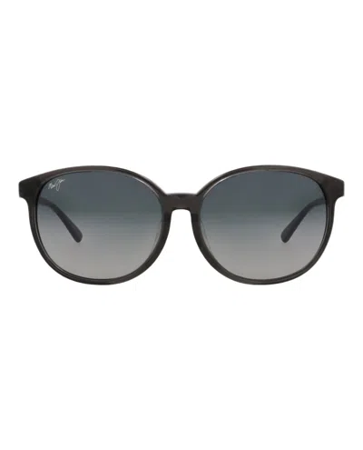 Maui Jim Round-frame Acetate Sunglasses In Black