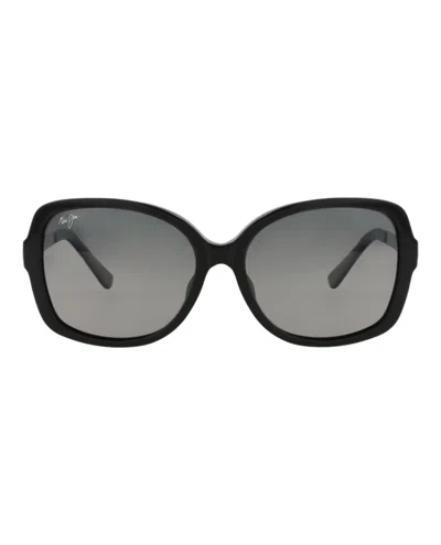 Maui Jim Round-frame Nylon Sunglasses In Black