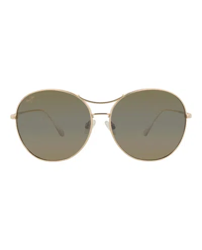 Maui Jim Round-frame Titanium Sunglasses In Gold