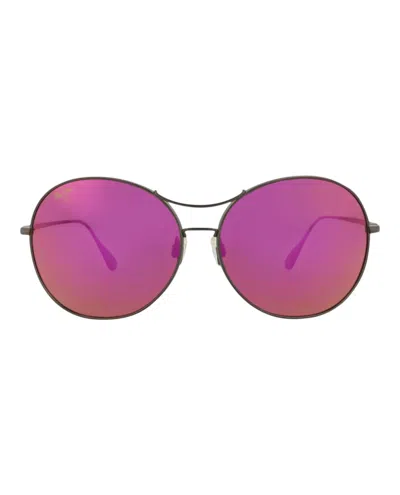 Maui Jim Round-frame Titanium Sunglasses In Purple