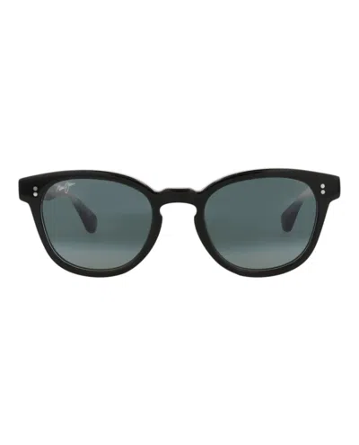 Pre-owned Maui Jim Roundframe Acetate Sunglasses In Black Black Grey (842/02k)