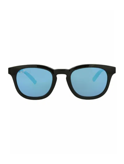 Pre-owned Maui Jim Roundframe Nylon Sunglasses In Black Black Blue (b737/02ca)