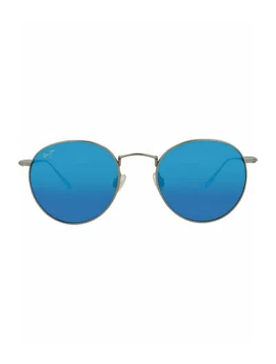 Pre-owned Maui Jim Roundframe Titanium Sunglasses In Titanium Titanium Blue (b544n/11b)