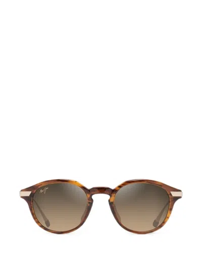 Maui Jim Round-frame Tortoiseshell-effect Sunglasses In Brown