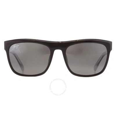 Maui Jim S-turns Neutral Grey Rectangular Unisex Sunglasses 872-02 56 In Black / Grey