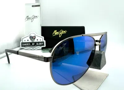 Pre-owned Maui Jim Seacliff Mj 831-02d Gunmetal Blue Hawaii Polarized Aviator Sunglasses