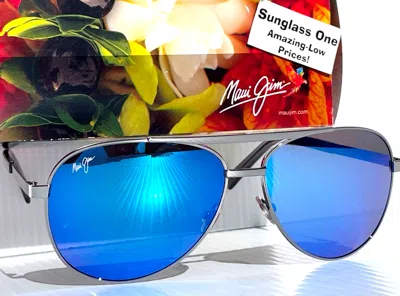 Pre-owned Maui Jim Seacliff Silver Polarized Maui Blue Lens Sunglass B831-02d In Gray