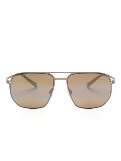 Maui Jim Shark's Cove Pilot-frame Sunglasses In Brown