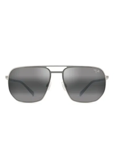 Maui Jim Sharks Cove Geometric-frame Sunglasses In Silver