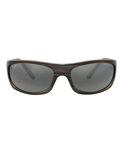 Maui Jim Shield-frame Nylon Sunglasses In Gray
