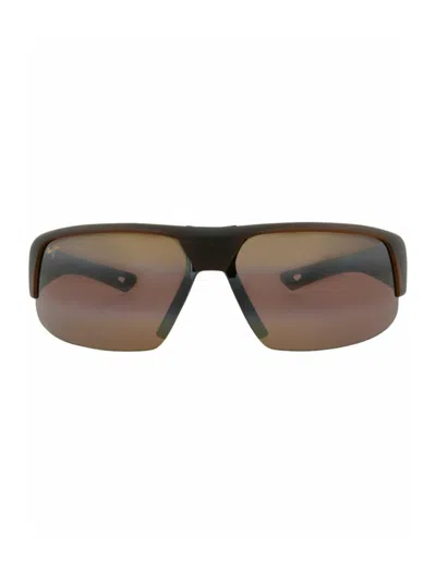 Maui Jim Shield-frame Nylon Sunglasses In Brown