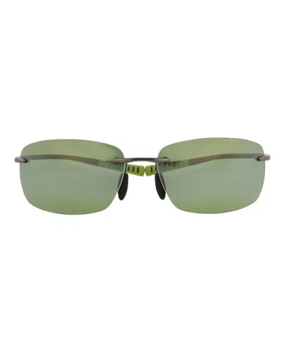 Pre-owned Maui Jim Shieldframe Titanium Sunglasses In Gunmetal Gunmetal Green (ht724/02d)