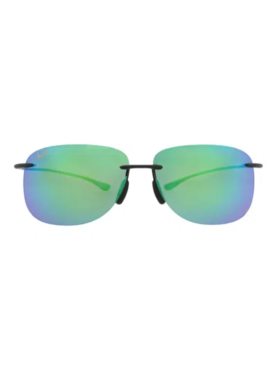 Maui Jim Shield/wrap Unisex Sunglasses In Green