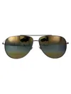 Maui Jim Shiny Dark Ruthenium Metal Sunglasses In Brown