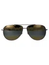 Maui Jim Shiny Dark Ruthenium Metal Sunglasses In Green