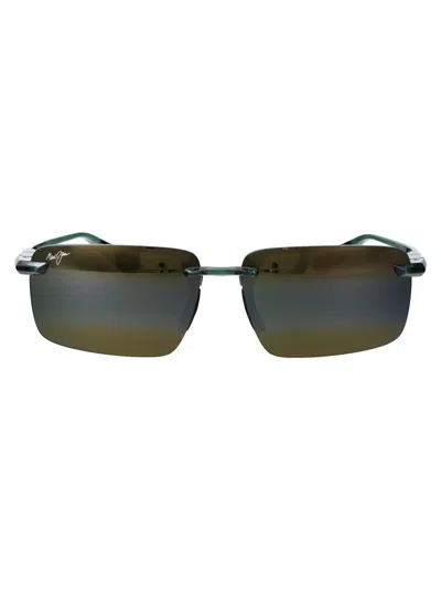 Maui Jim Shiny Trans Foliage Green Acetate Sunglasses In Black