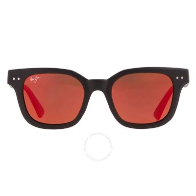 Maui Jim Shore Break Hawaii Lava Square Unisex Sunglasses Rm822-2m 50 In Black